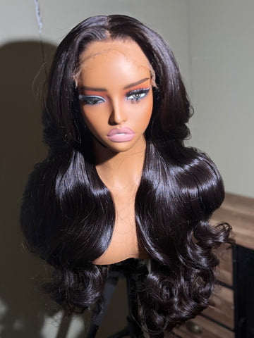 Black 24 hd 6*6 lace closure pre made wig