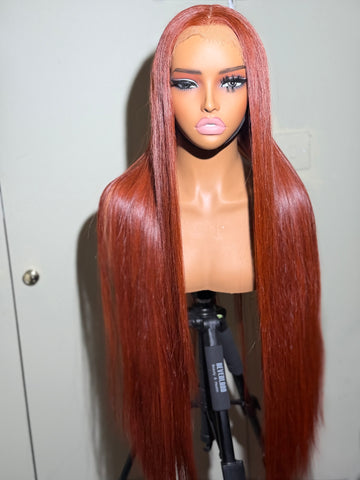 Copper Auburn 28 inches pre made wig 6*6 HD lace